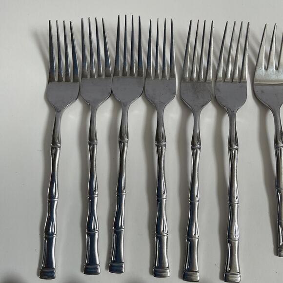 EXF8 by Excel Stainless, Korea, Glossy, Bamboo Handle silverware 25pc set MCM - Picture 4 of 16